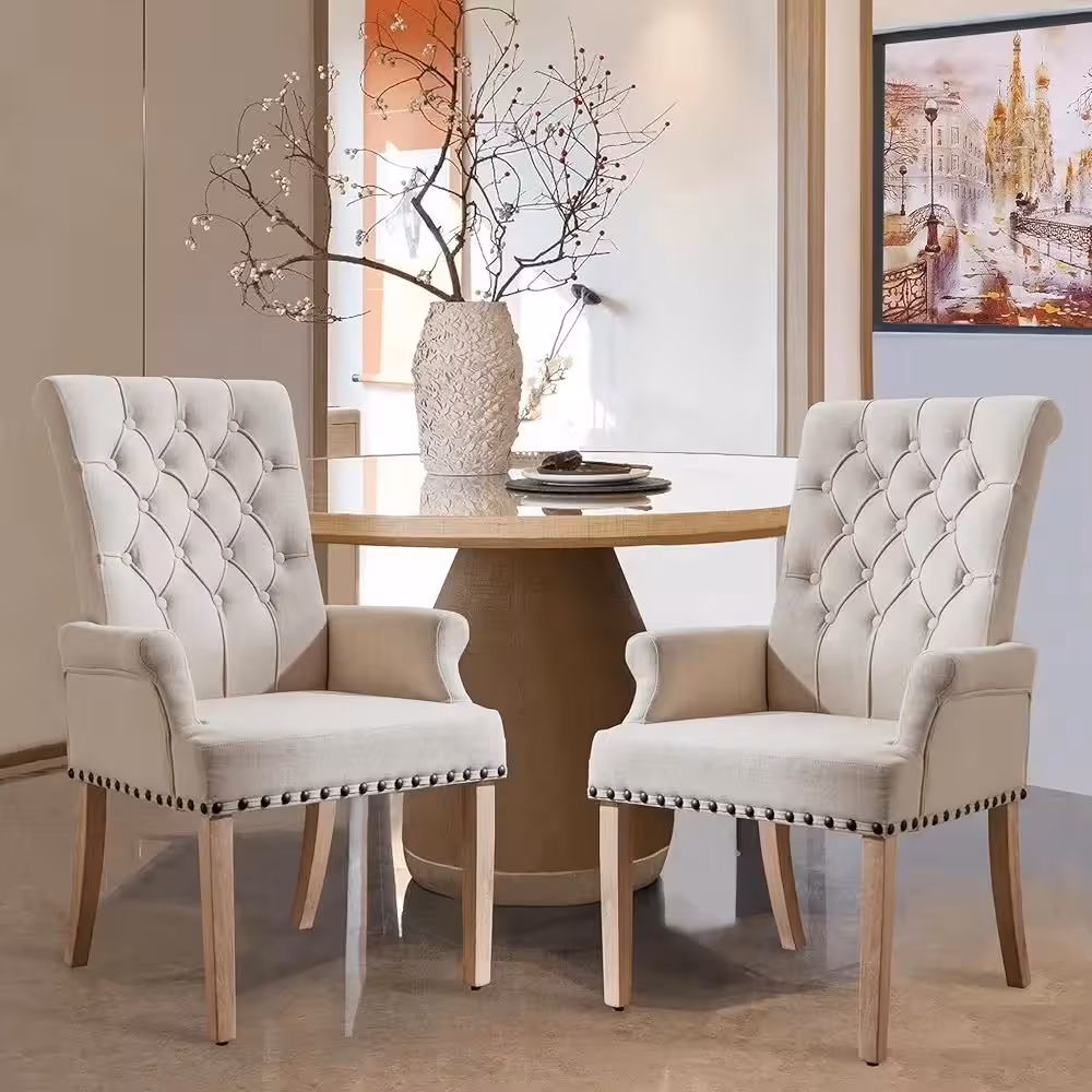 Linen Tufted Dining Chair
