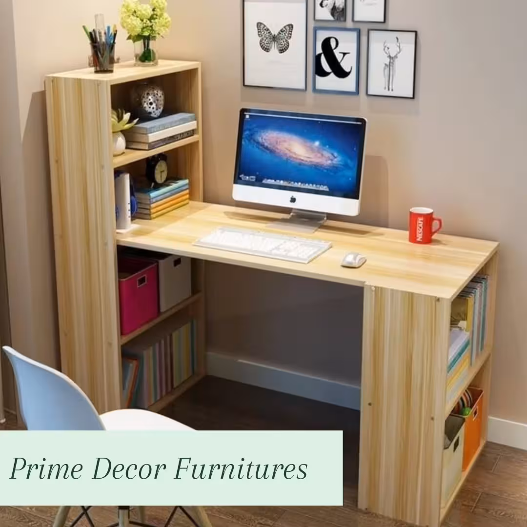 L-Shaped Desk with Integrated Shelves
