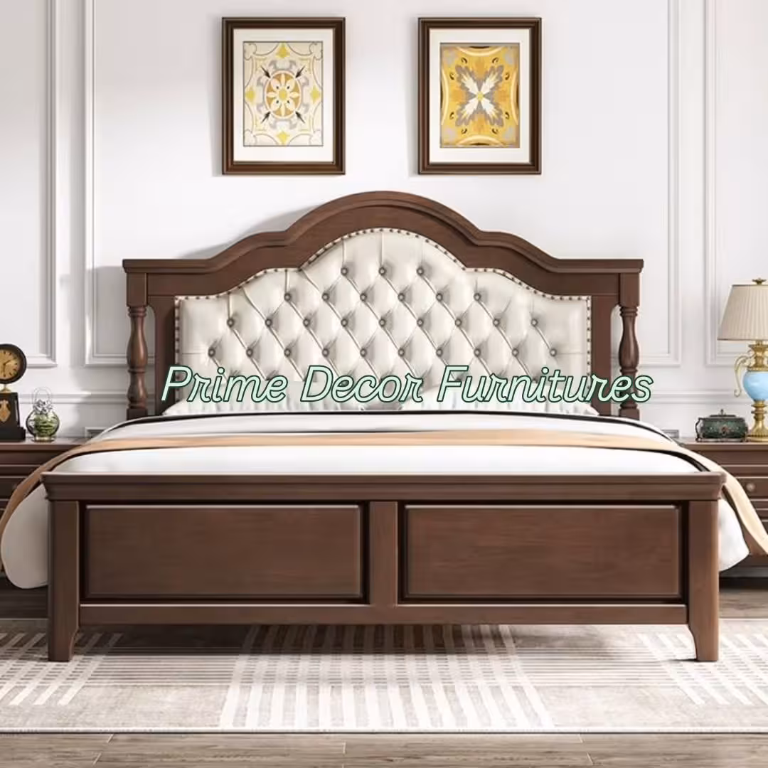 Traditional Mahogany Finish Solid Wood Panel Bed