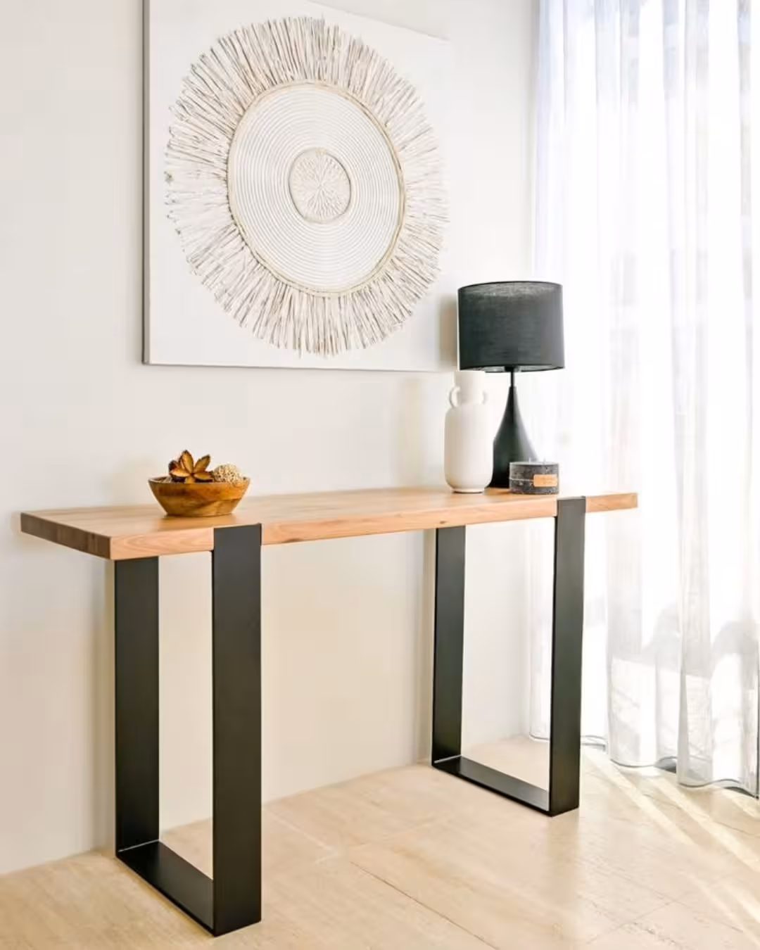 Industrial Minimalist Console Table with U-Shaped Steel Legs