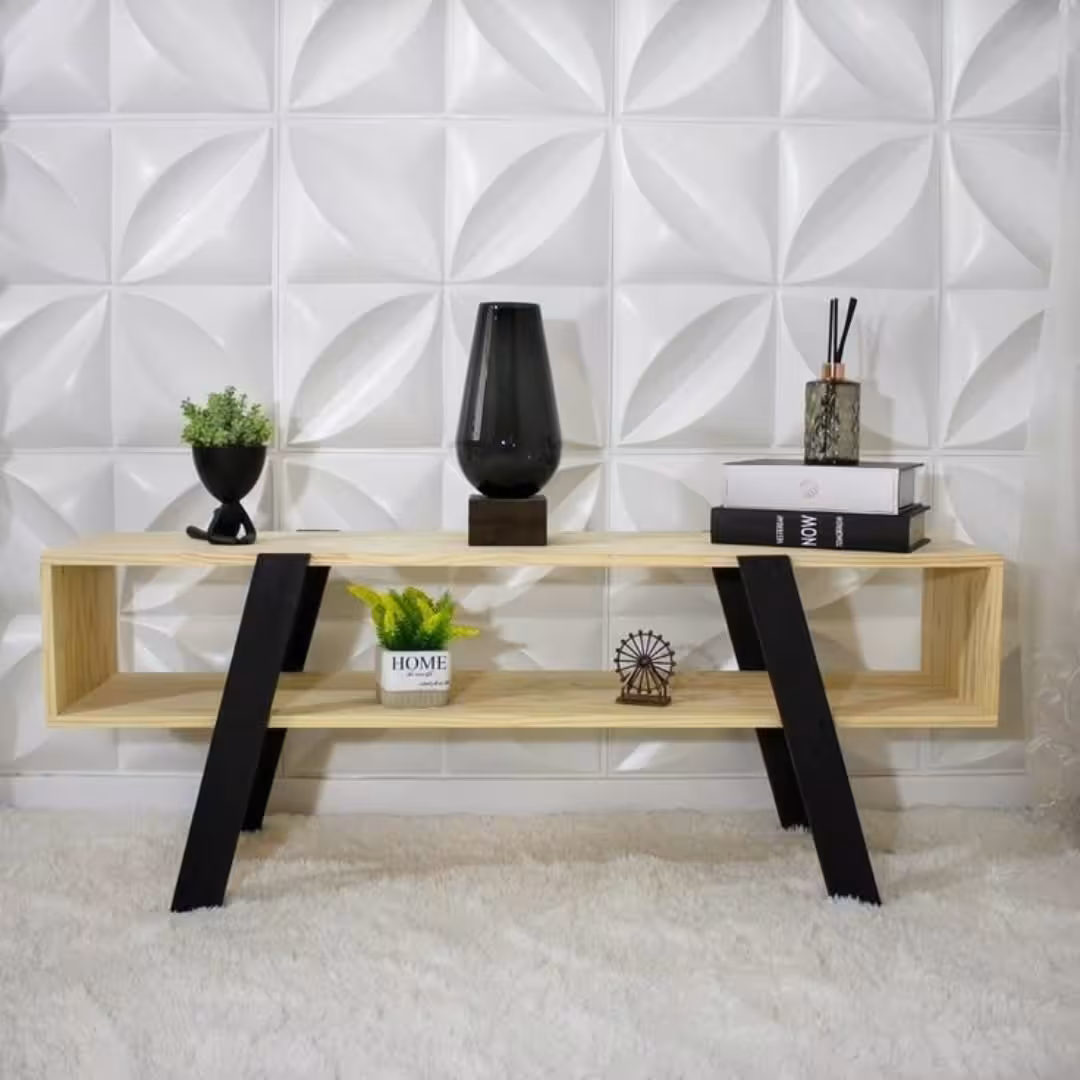 Modern Minimalist Two-Tier Wooden Console Table