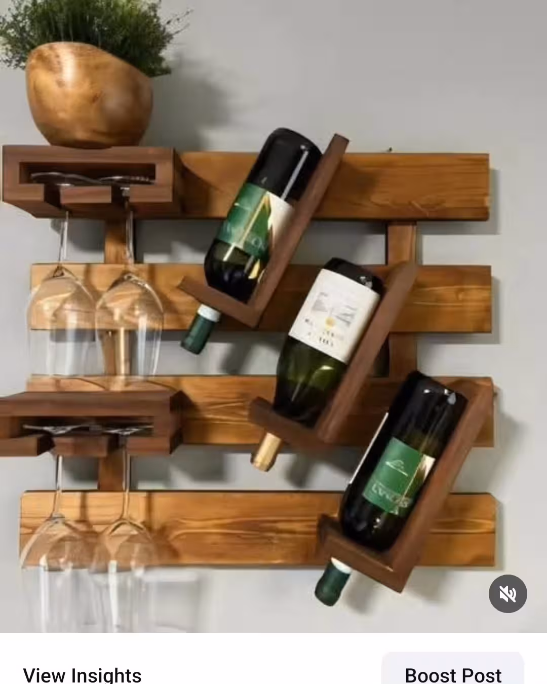 Rustic Wall-Mounted Solid Wood Wine & Stemware Rack