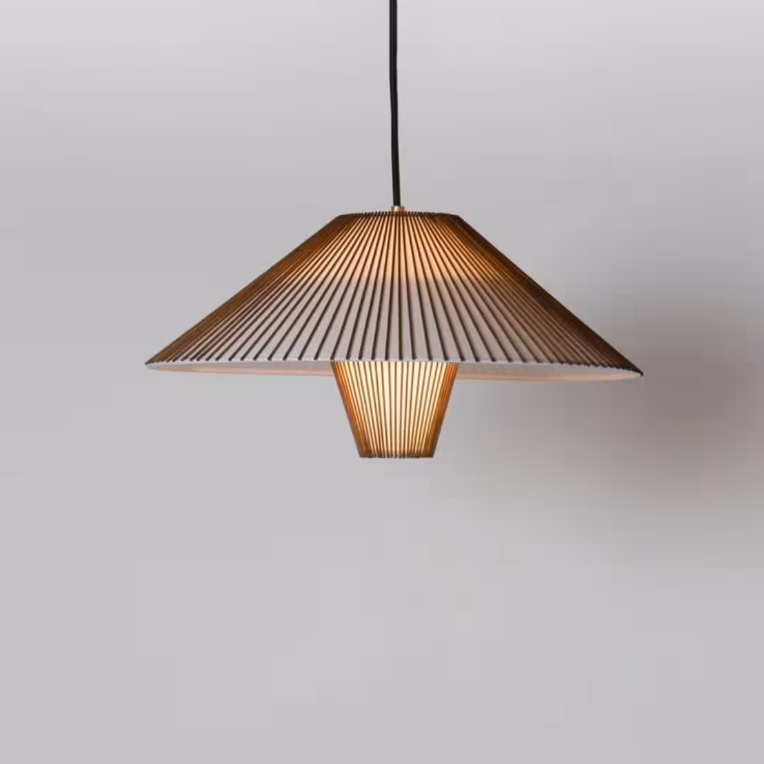 Mid-Century Modern Birch Dowel Cone Pendant Lamp