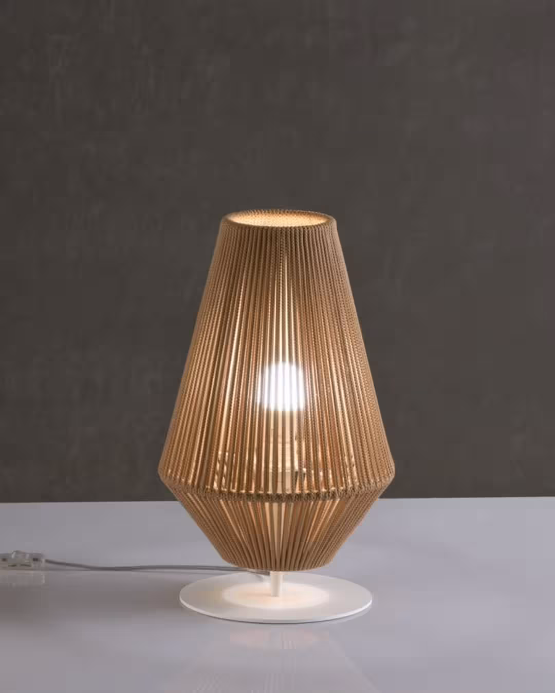 Minimalist Braided Cord Table Lamp with Textured White Base