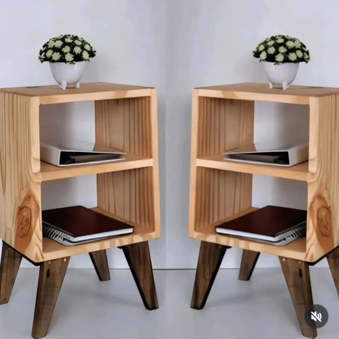 Minimalist Mid-Century Nightstand with Two-Tier Open Storage