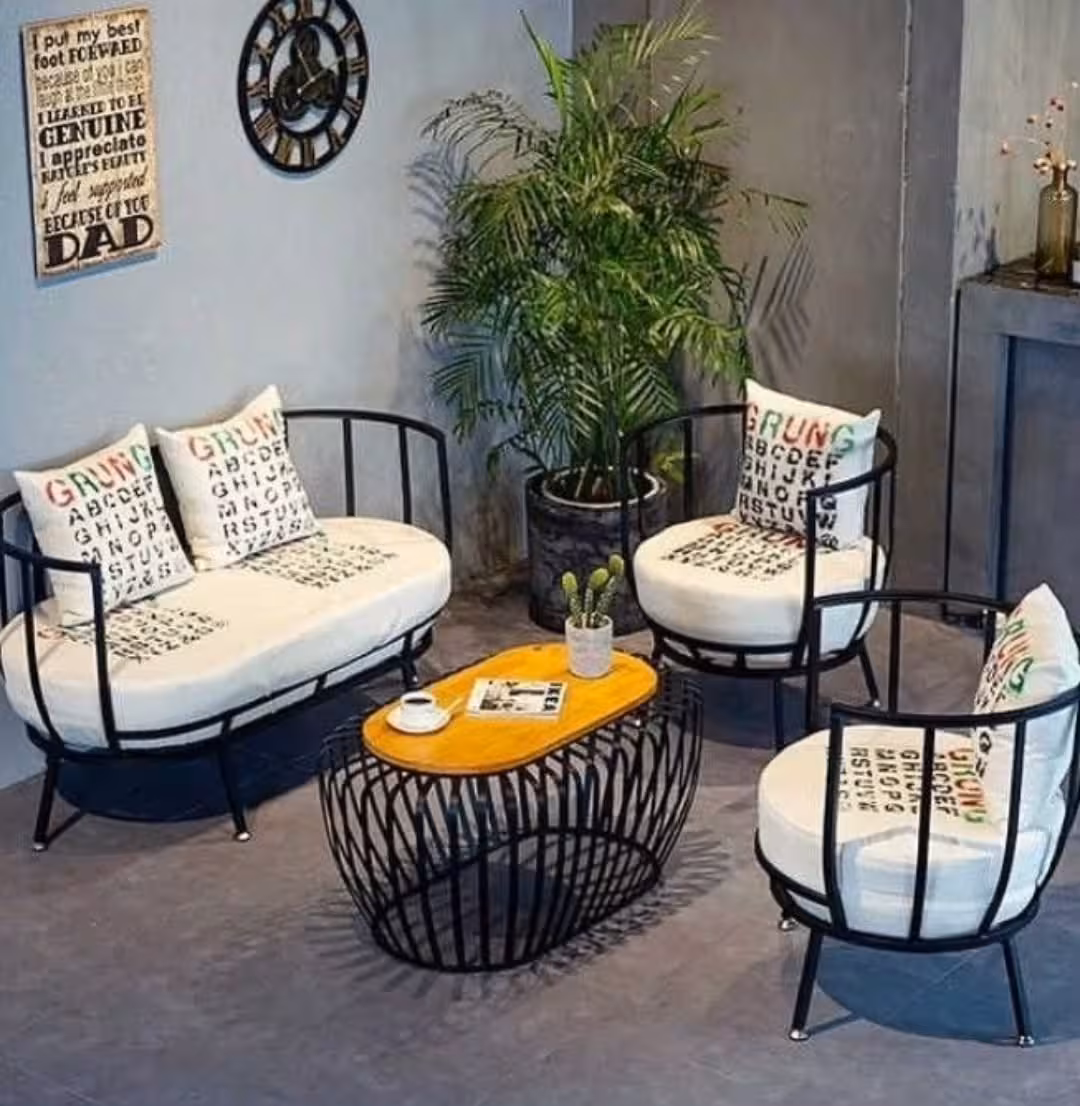 Monochrome Artisan Wrought Iron Lounge Set