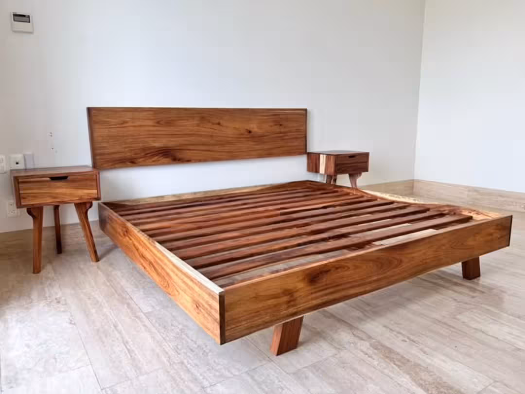 Oliver Mid-Century Solid Timber Bed Set