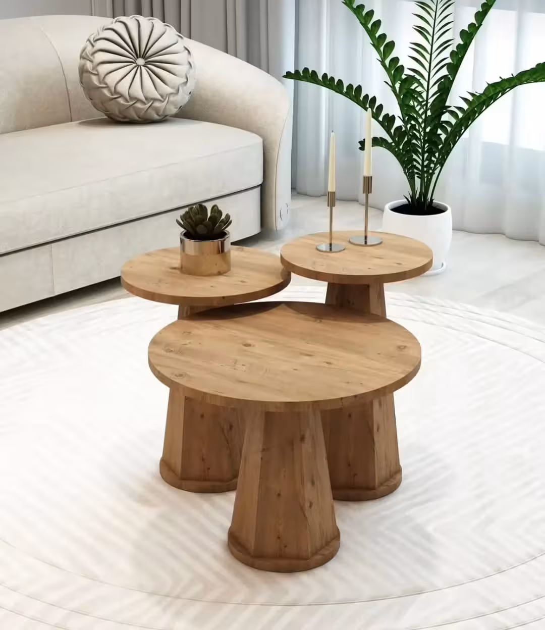Crestview Drum Pedestal Nesting Tables