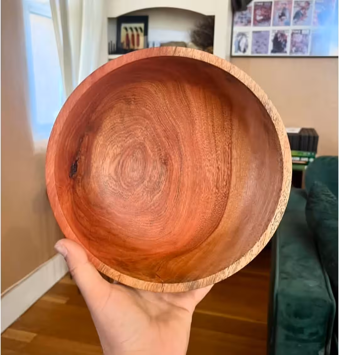 Artisan Handcrafted Hardwood Serving Bowl