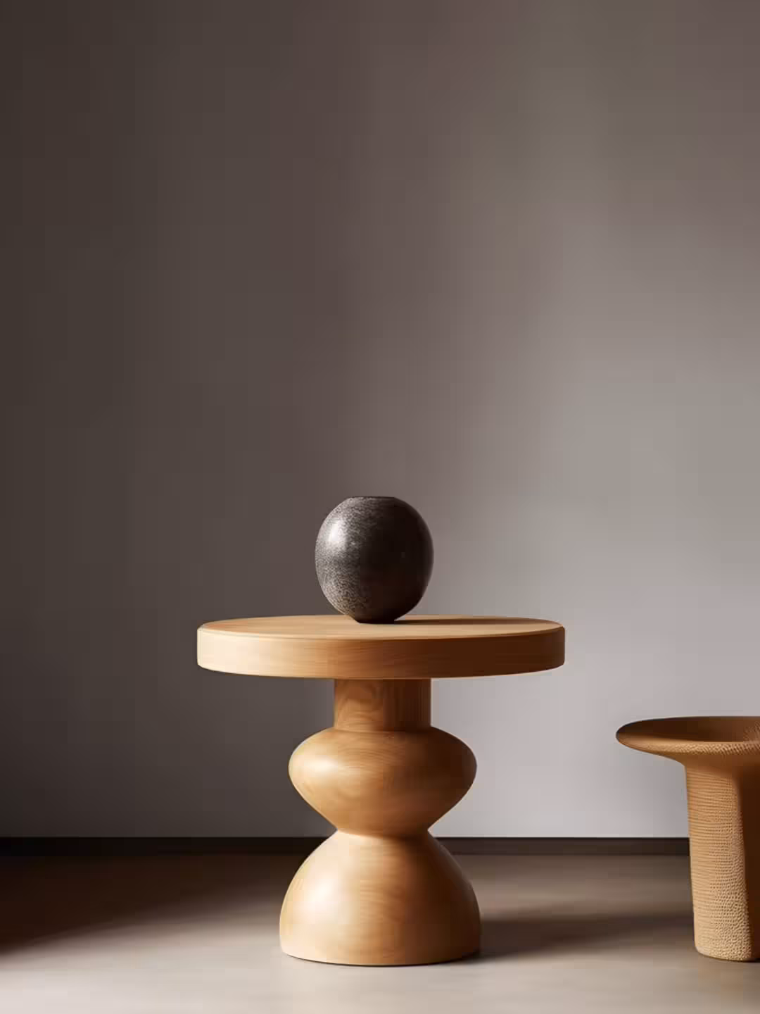 Solstice Sculptural Oak Hourglass Side Table