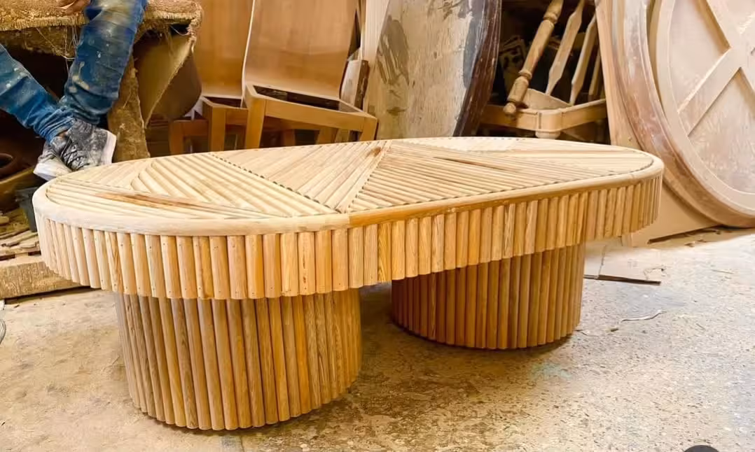 Bohan Oval Reeded Rattan Coffee Table