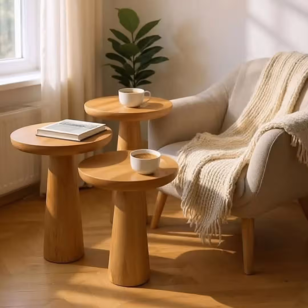 Solstice Mushroom Artisan Side Table Trio
