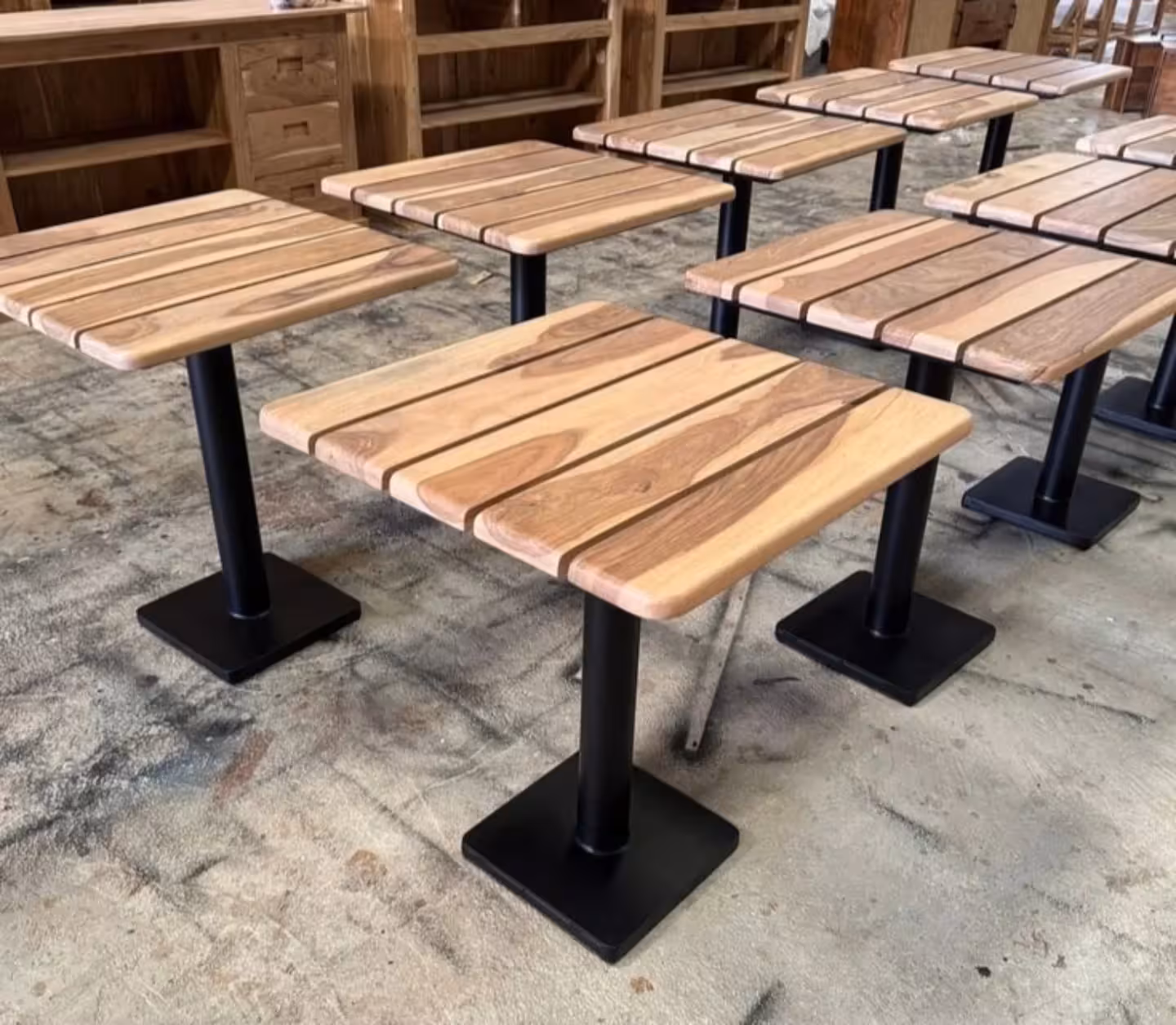 Industrial Slatted Timber Bistro Table