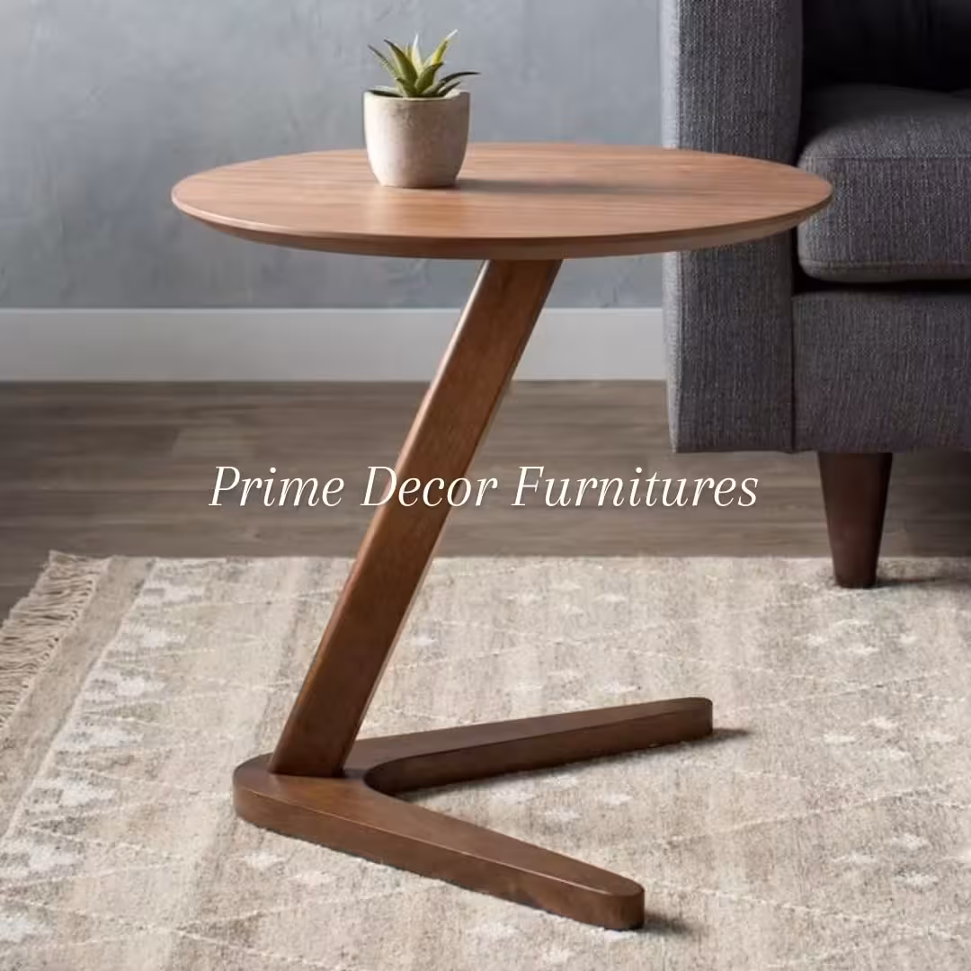 Elegant Mahogany Wood Side Table in Walnut Finish