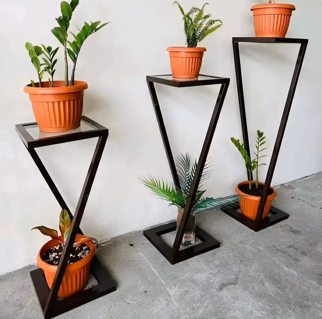 Modern Minimalist Geometric Pedestal Flower Stands (Set of 2)