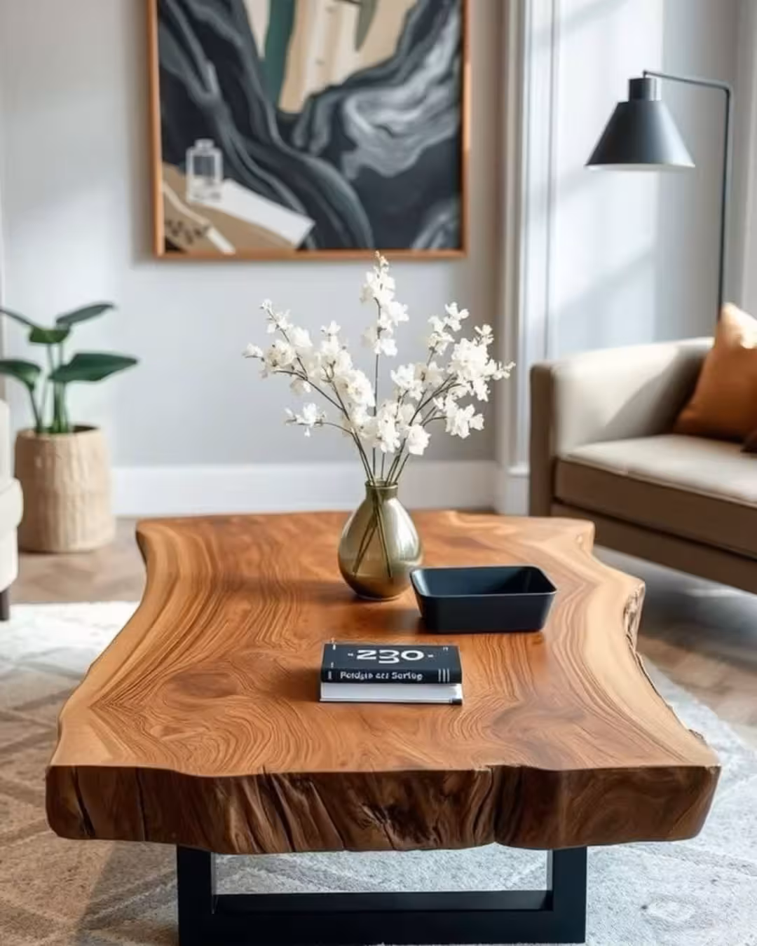 Artisanal Natural Live Edge Wood Slab Coffee Table