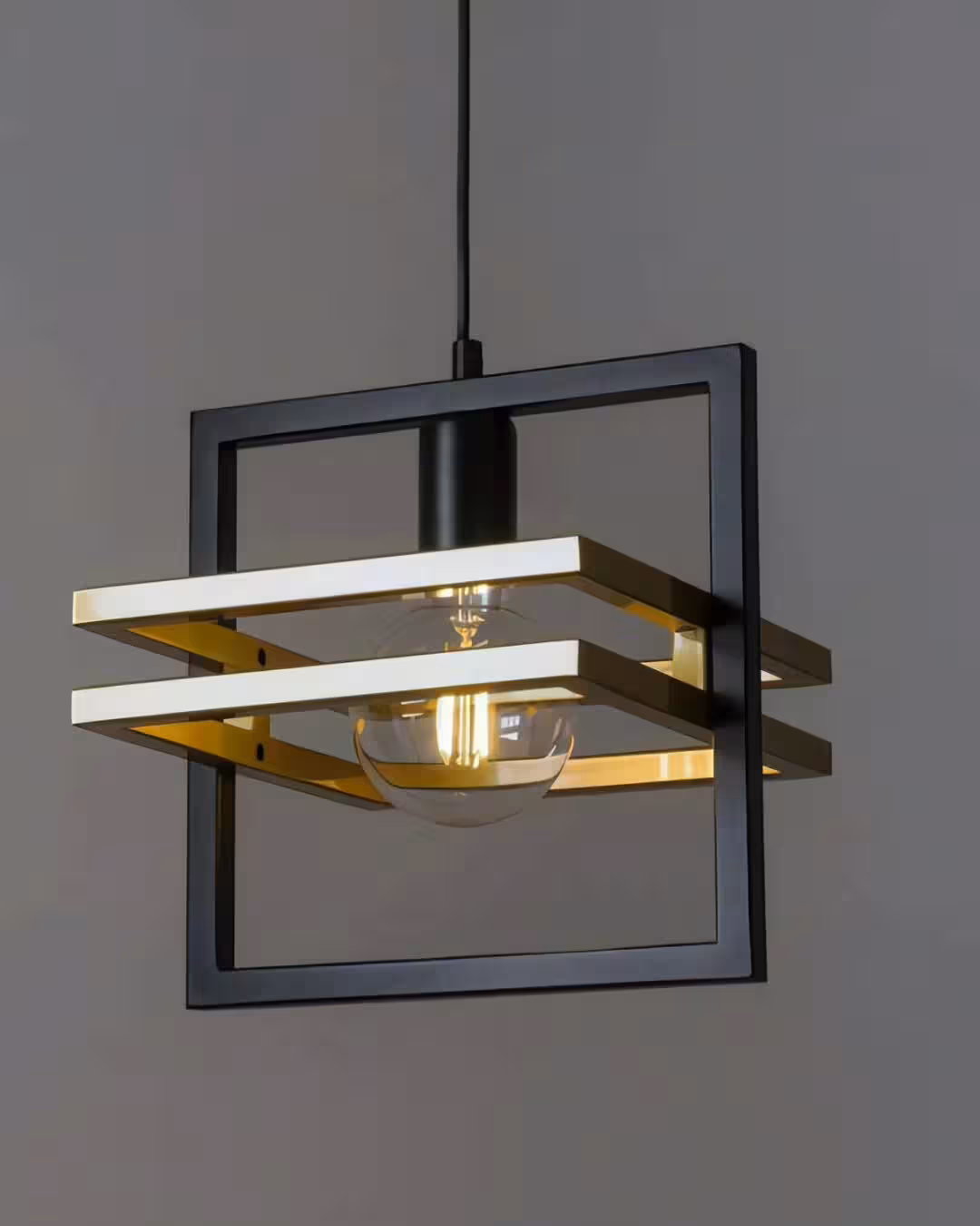 Modern Industrial Geometric Cube Pendant Light