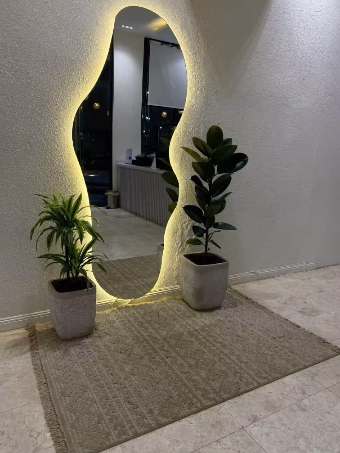 Organic Free-Form Full-Length LED Floor Mirror
