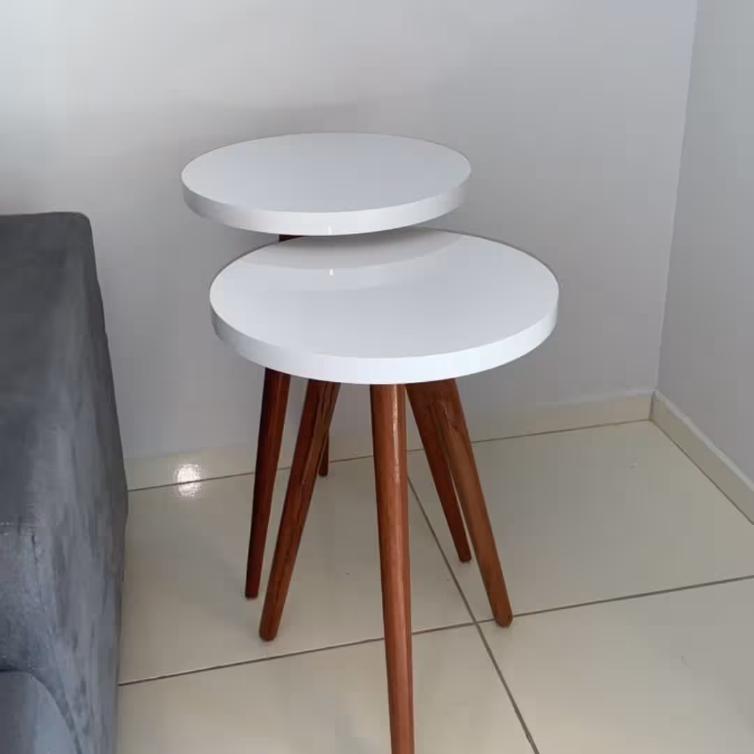 Minimalist Glossy White Nesting Side Tables (Set of 2)