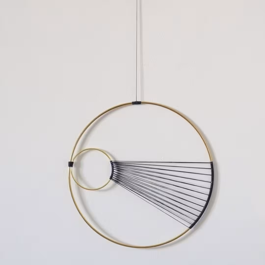 Modern Geometric Circle Black String Wall Hanging